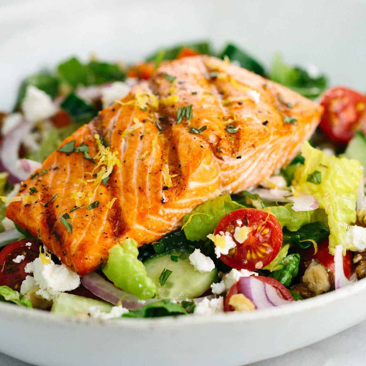 The Most Satisfying Baked Salmon Salad