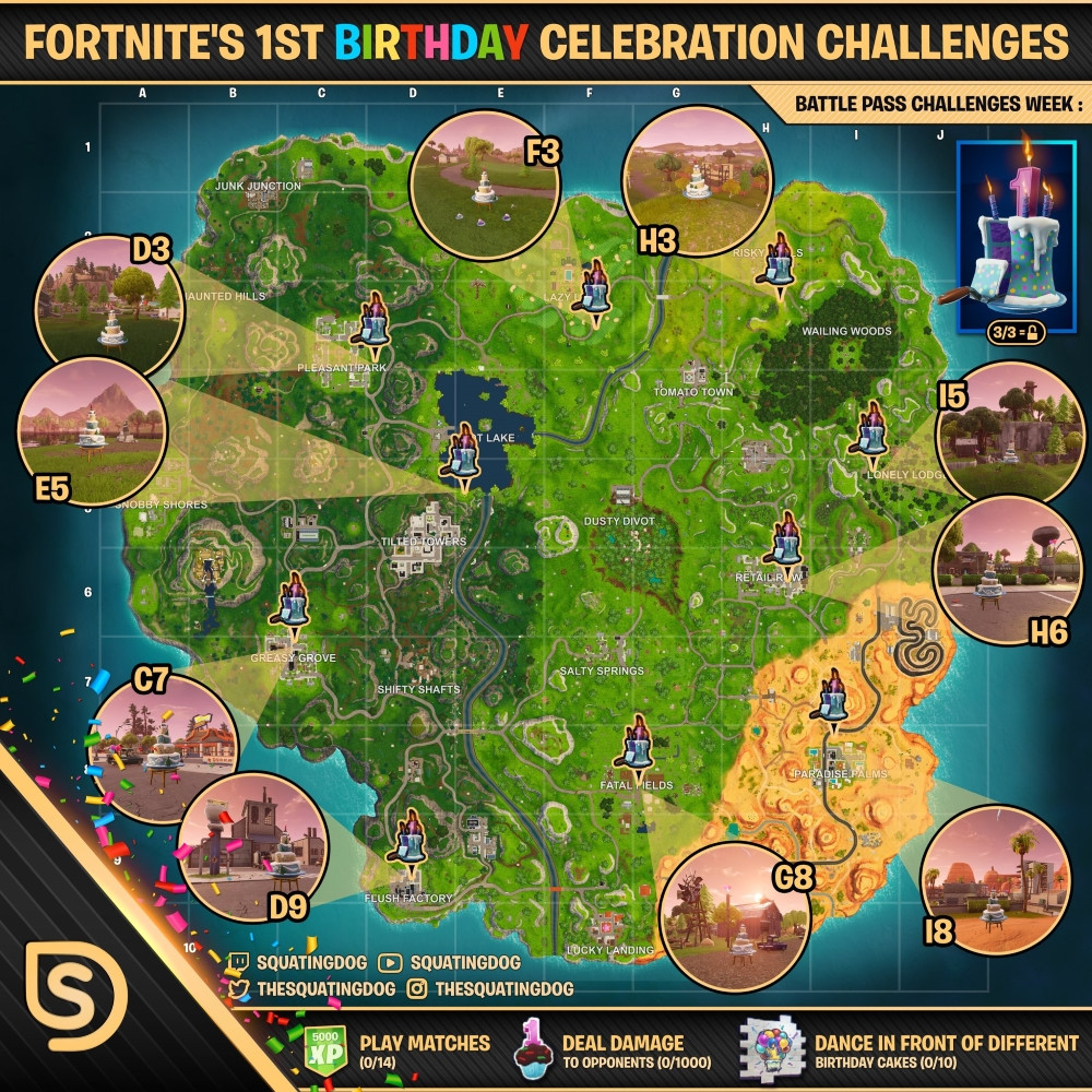 15 Great All Birthday Cake Locations fortnite