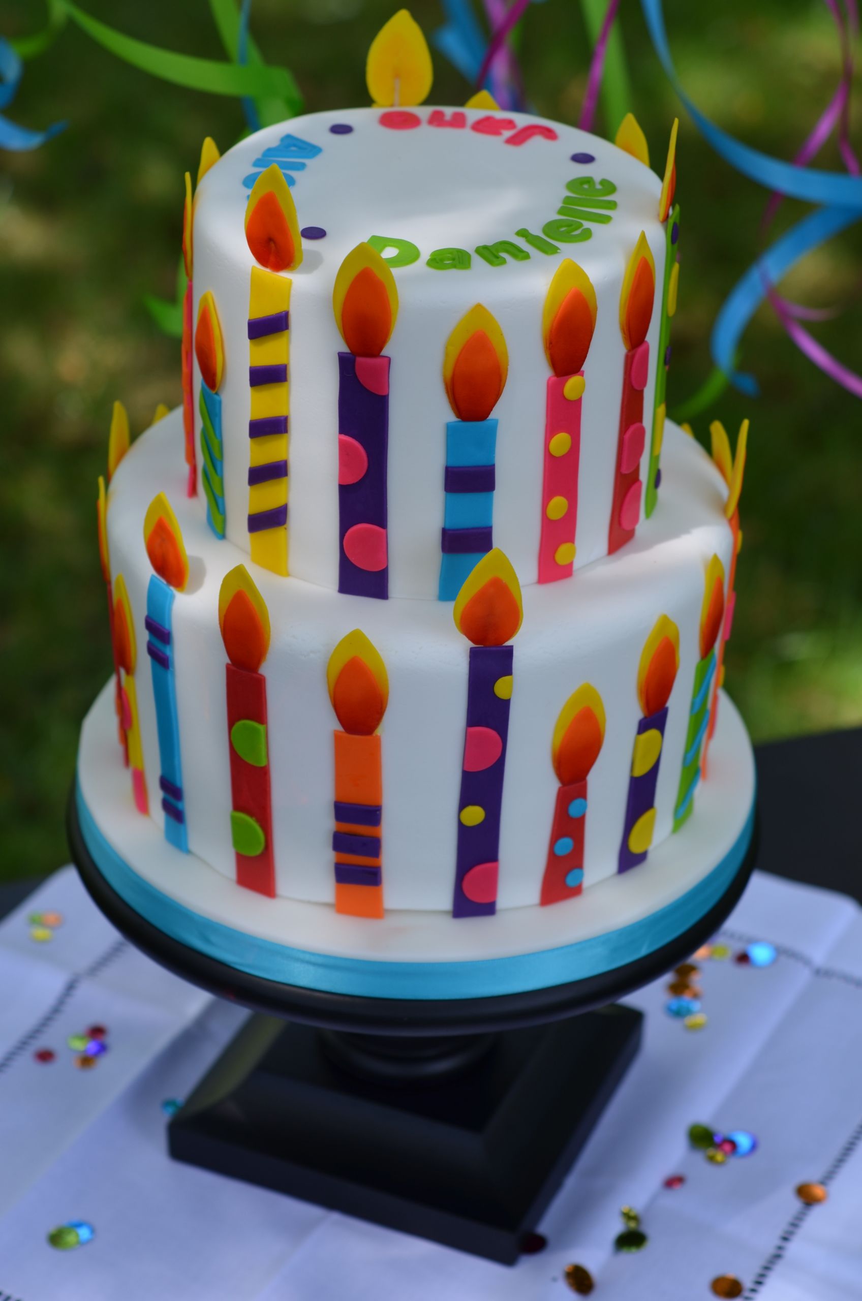 Birthday Cake Candles Elegant Colorful Fondant Candle Birthday Cake Cakecentral