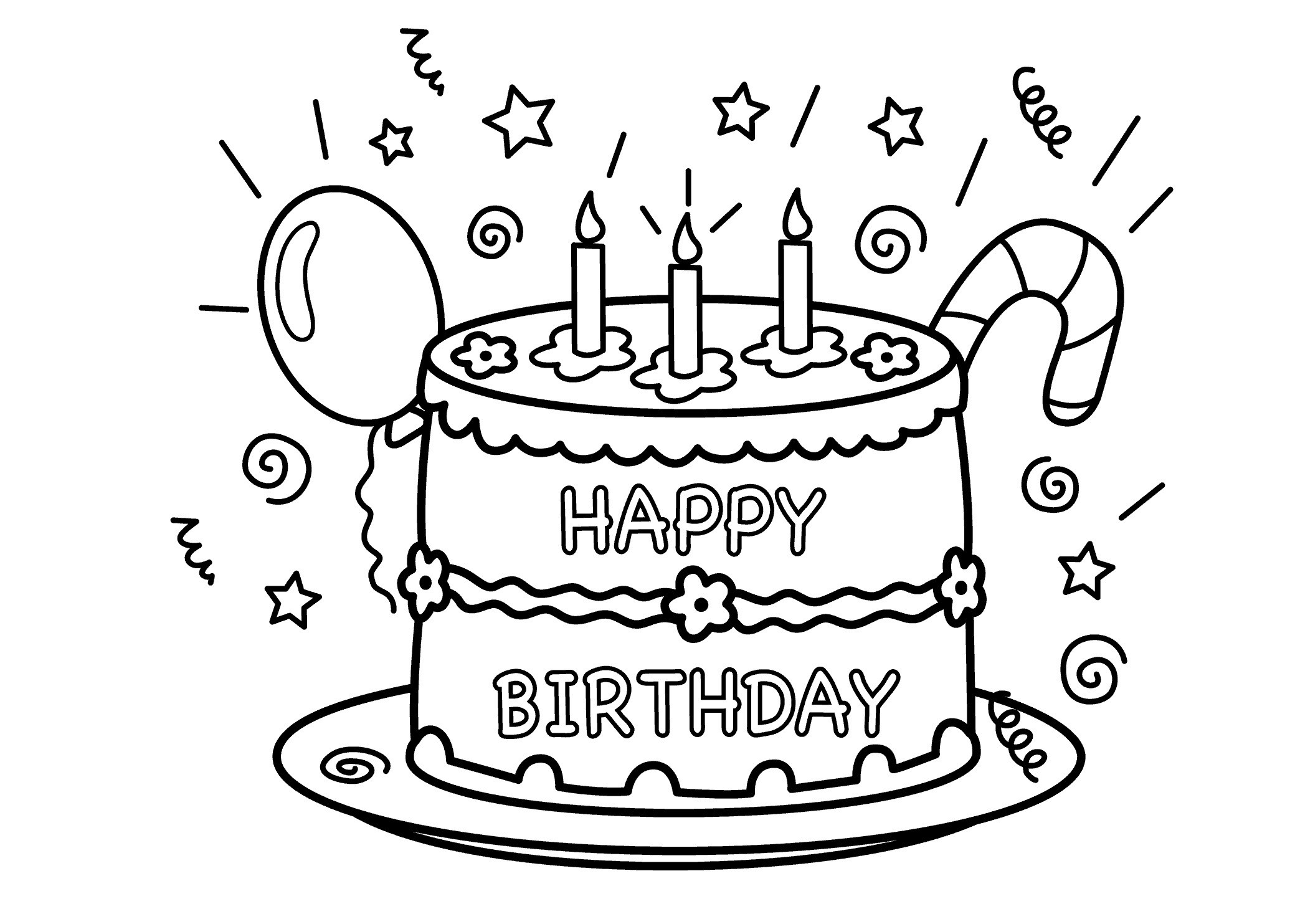 Easy Birthday Cake Coloring Pages
 to Make at Home