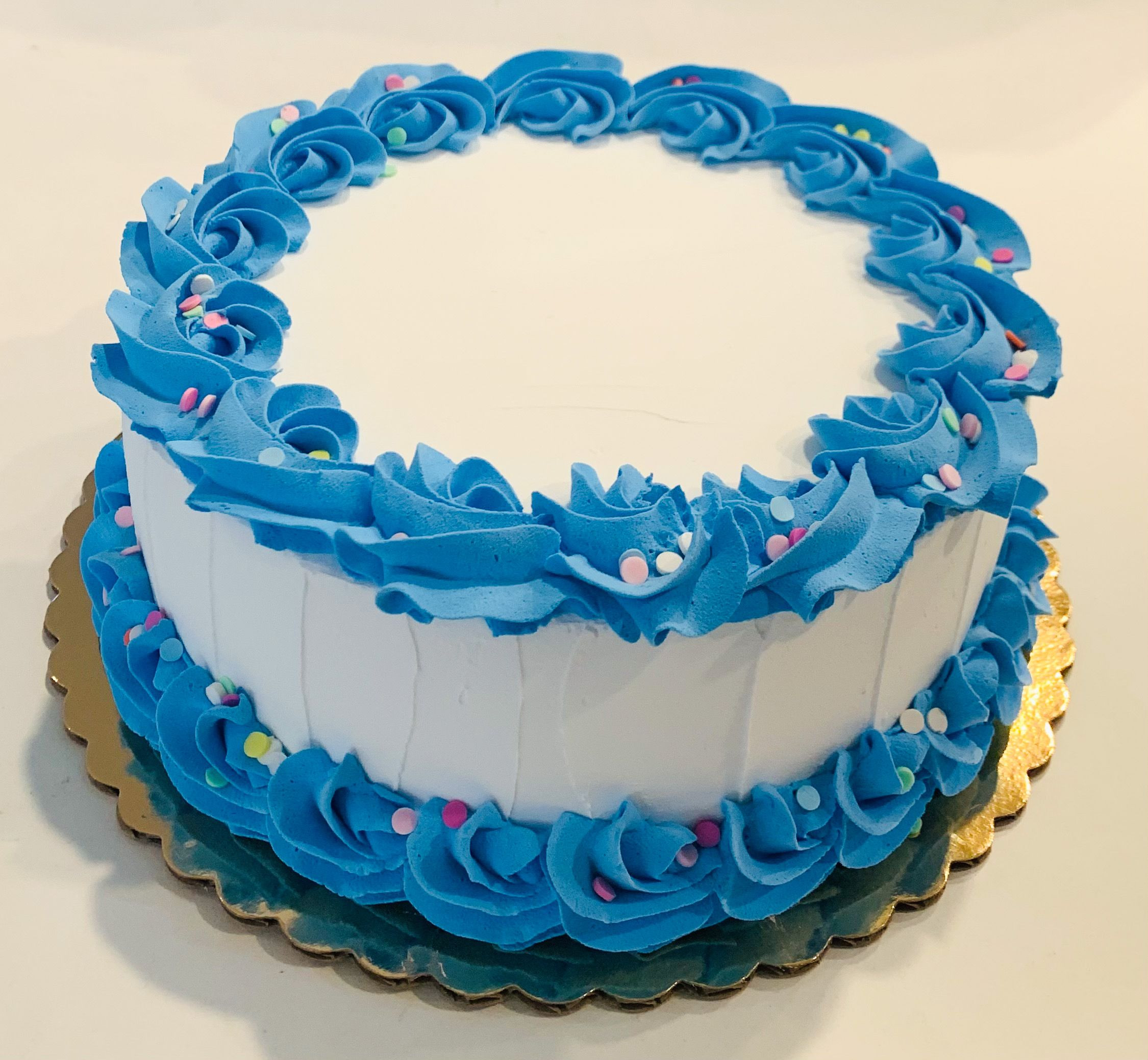Blue Birthday Cake Elegant Birthday Cake Blue &amp; White Fake Cake W Confetti Prop