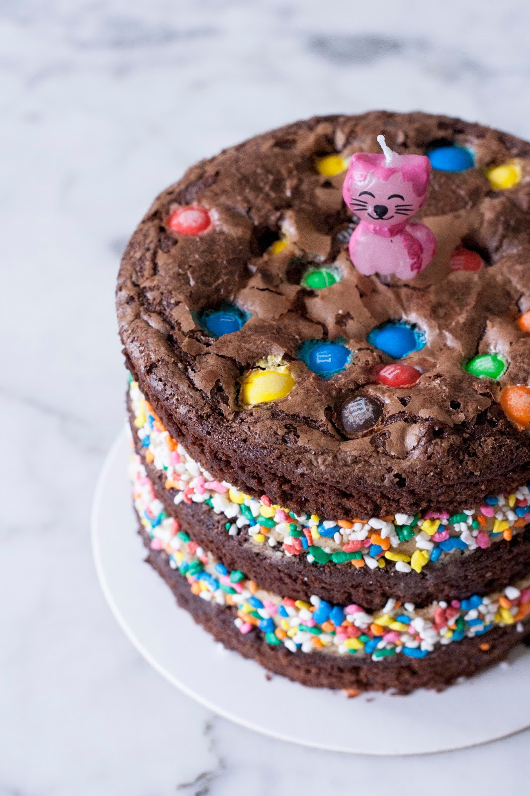 Brownie Birthday Cake Awesome M&amp;m Chocolate Brownie Birthday Cake