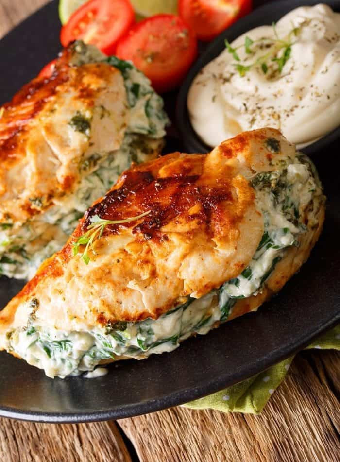 Chicken Breasts Stuffed with Spinach and Cream Cheese Lovely Pan Fried Spinach &amp; Cream Cheese Stuffed Chicken Breasts