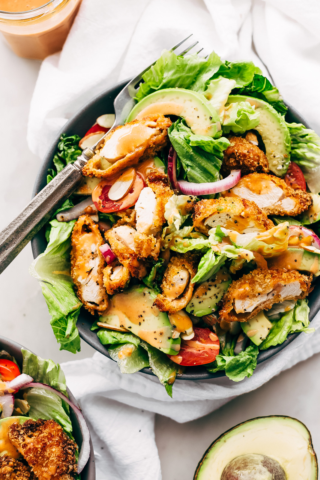 Chicken Salad Dressing Recipe Inspirational Crispy Chicken Salad with Siracha Honey Bbq Dressing