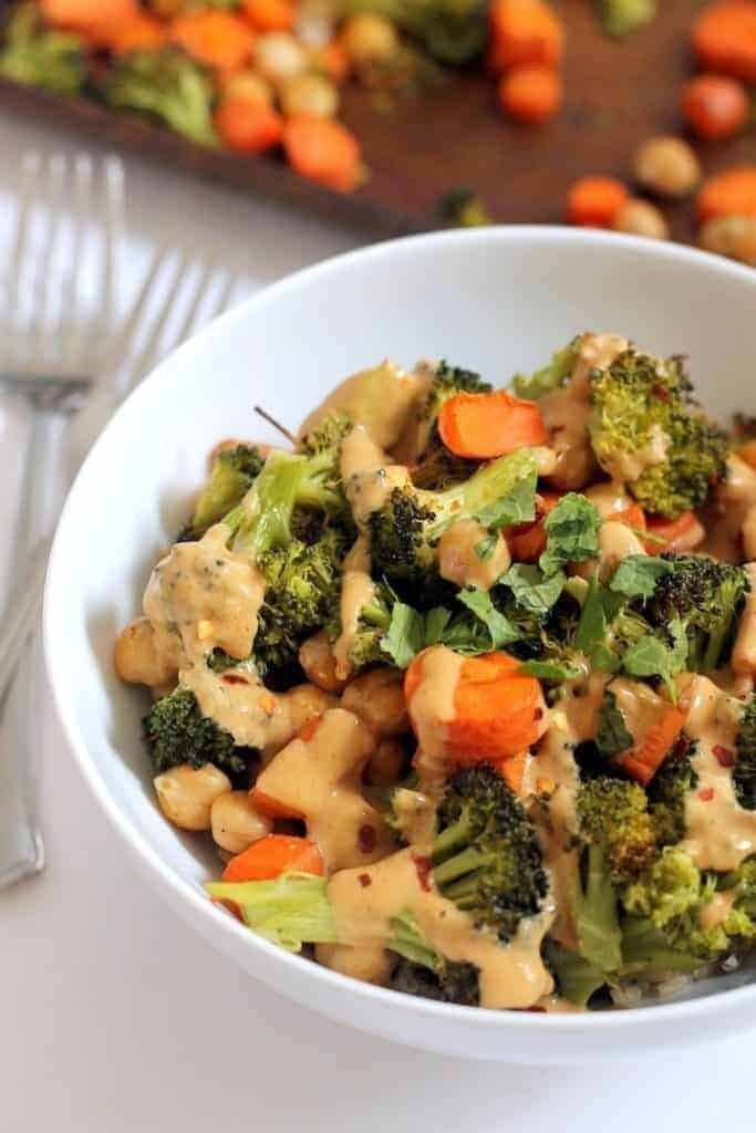 High Fiber Recipes for Dinner Elegant Chickpea Broccoli Buddha Bowl with Peanut Sauce