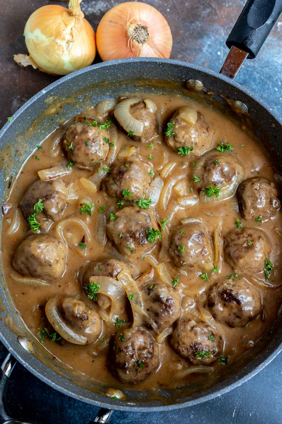 Meatballs Rice and Gravy Lovely Meatballs and Gravy with Onions Wonkywonderful