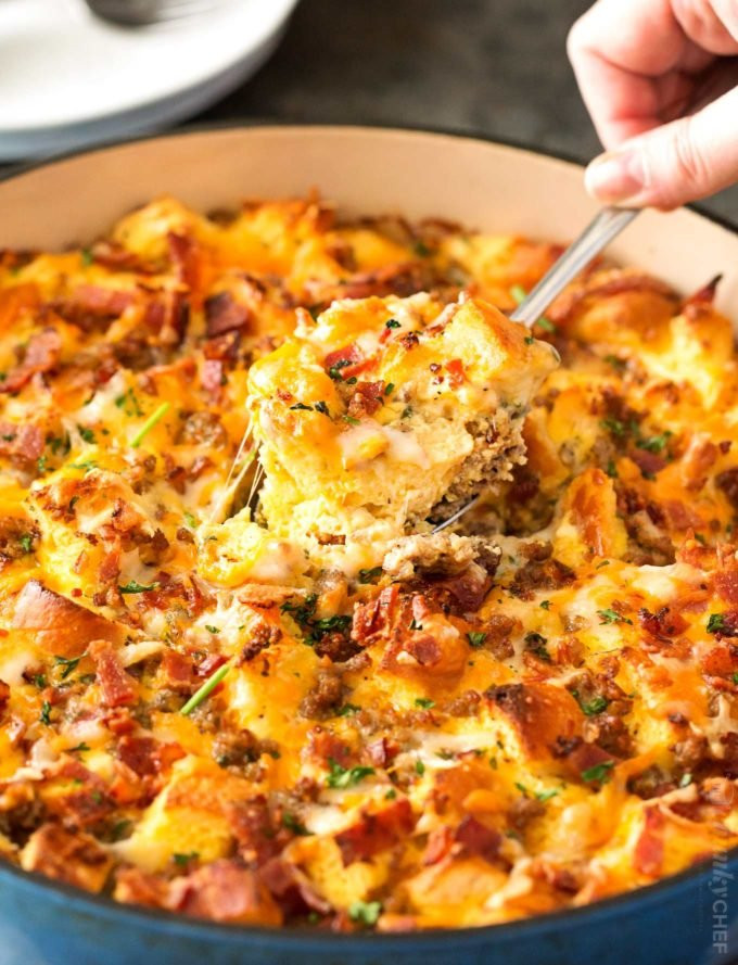 Overnight Breakfast Casserole Recipes Awesome Loaded Overnight Breakfast Casserole the Chunky Chef
