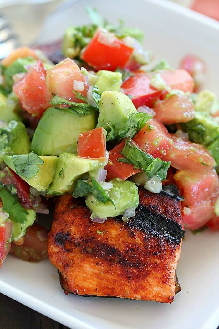 Salmon and Avocado Recipes Elegant Spicy Grilled Salmon with Avocado Salsa Yummy Healthy Easy