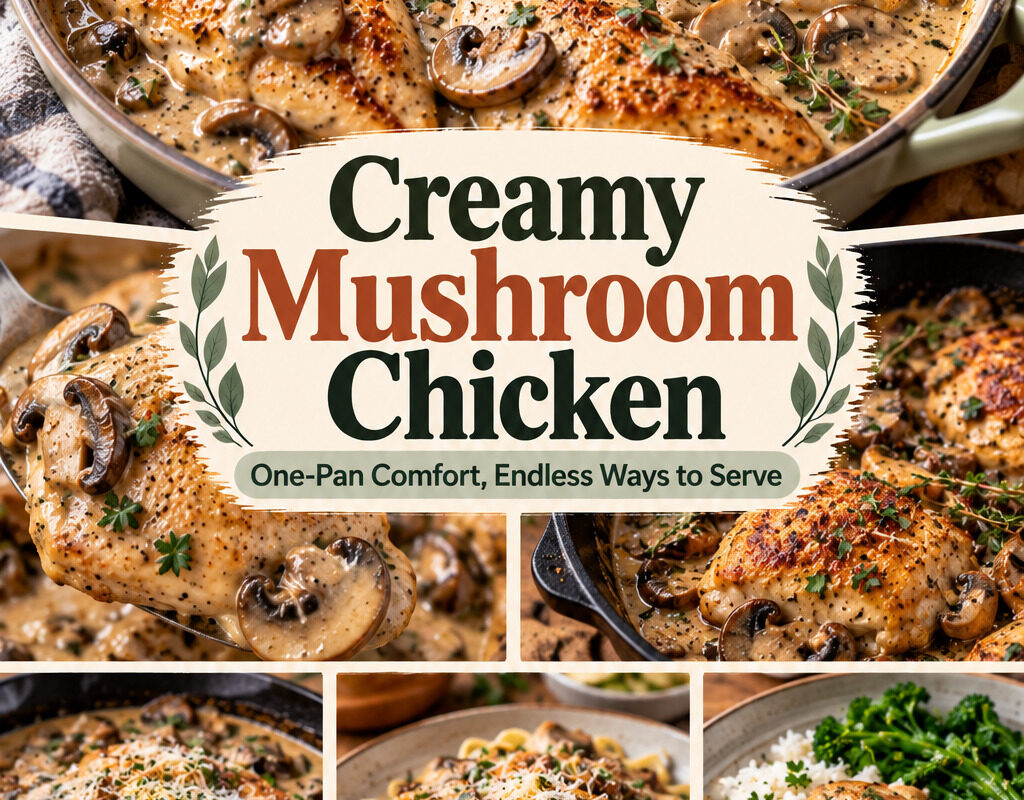 Creamy Mushroom Chicken Skillet with Garlic Sauce and Serving Ideas